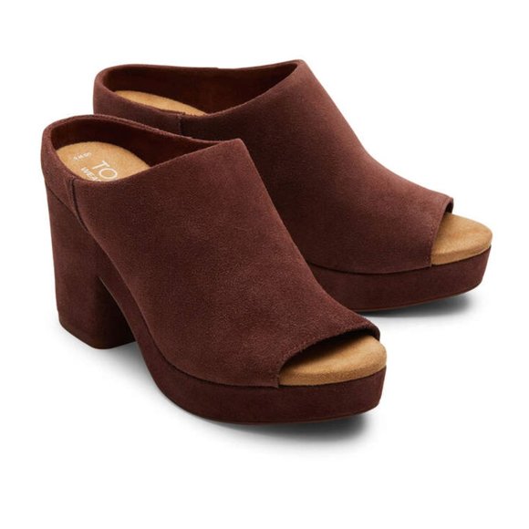 Toms Shoes - TOMS Florence Chestnut Suede Platform Heel NIB